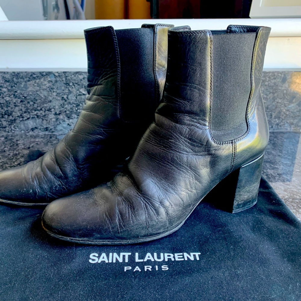 Saint Laurent used ankle boots black leather size 36